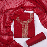 Georgette Maroon Unstitched Suit
